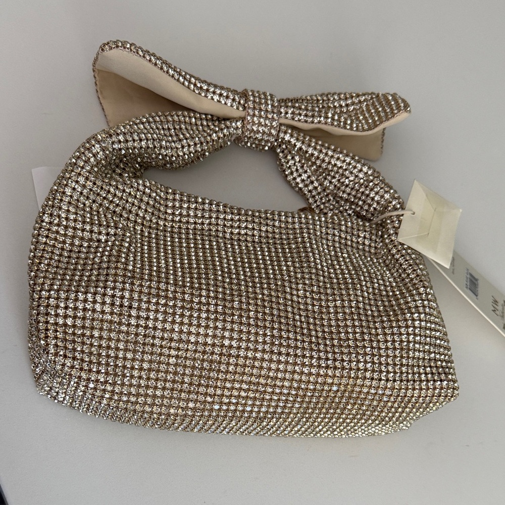Madison West Gold Rhinestone Clutch handbag purse